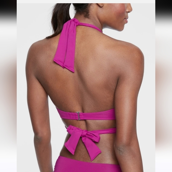 ATHLETA Bra Cup Wrap Bikini Top In Red. Size 32B/C - Picture 4 of 11